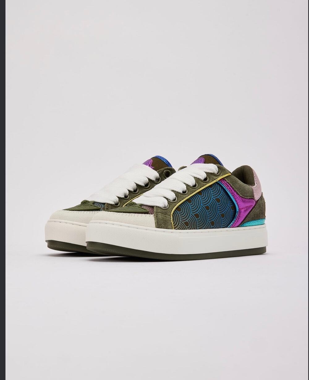 Kurt Geiger London Mini Southbank Tag Sneakers Kids Size 1 Rainbow Suede Leather